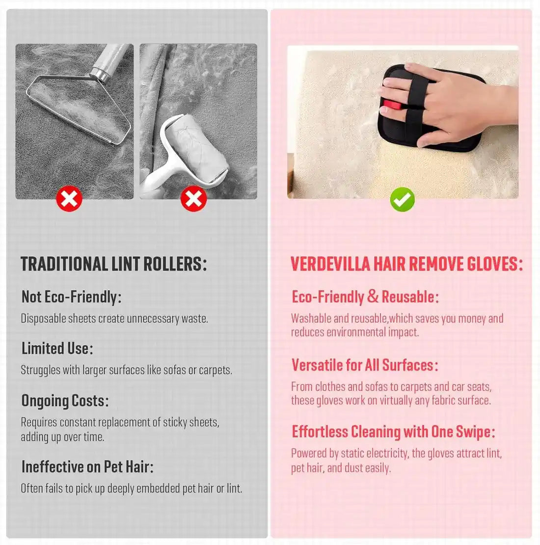 Pets Hair Removal Glove For Cats and Dogs